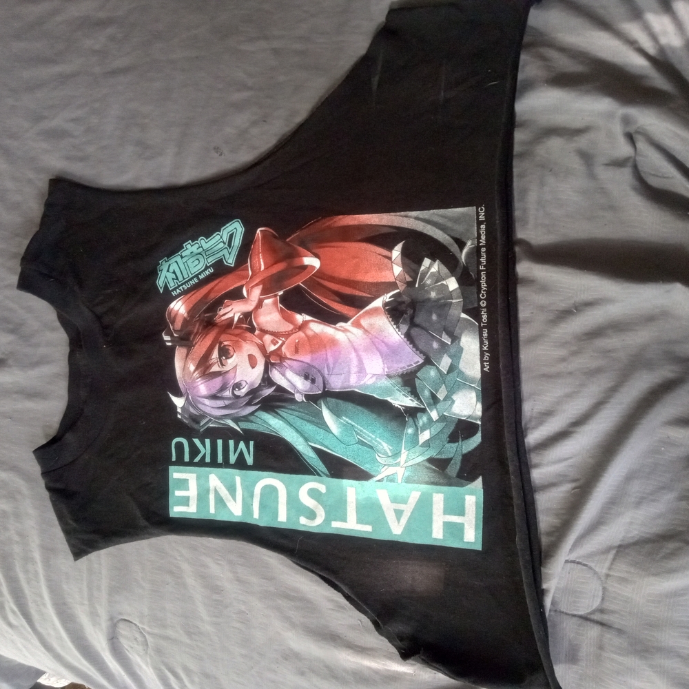 Hot Topic Black Anime Graphic Crop Top